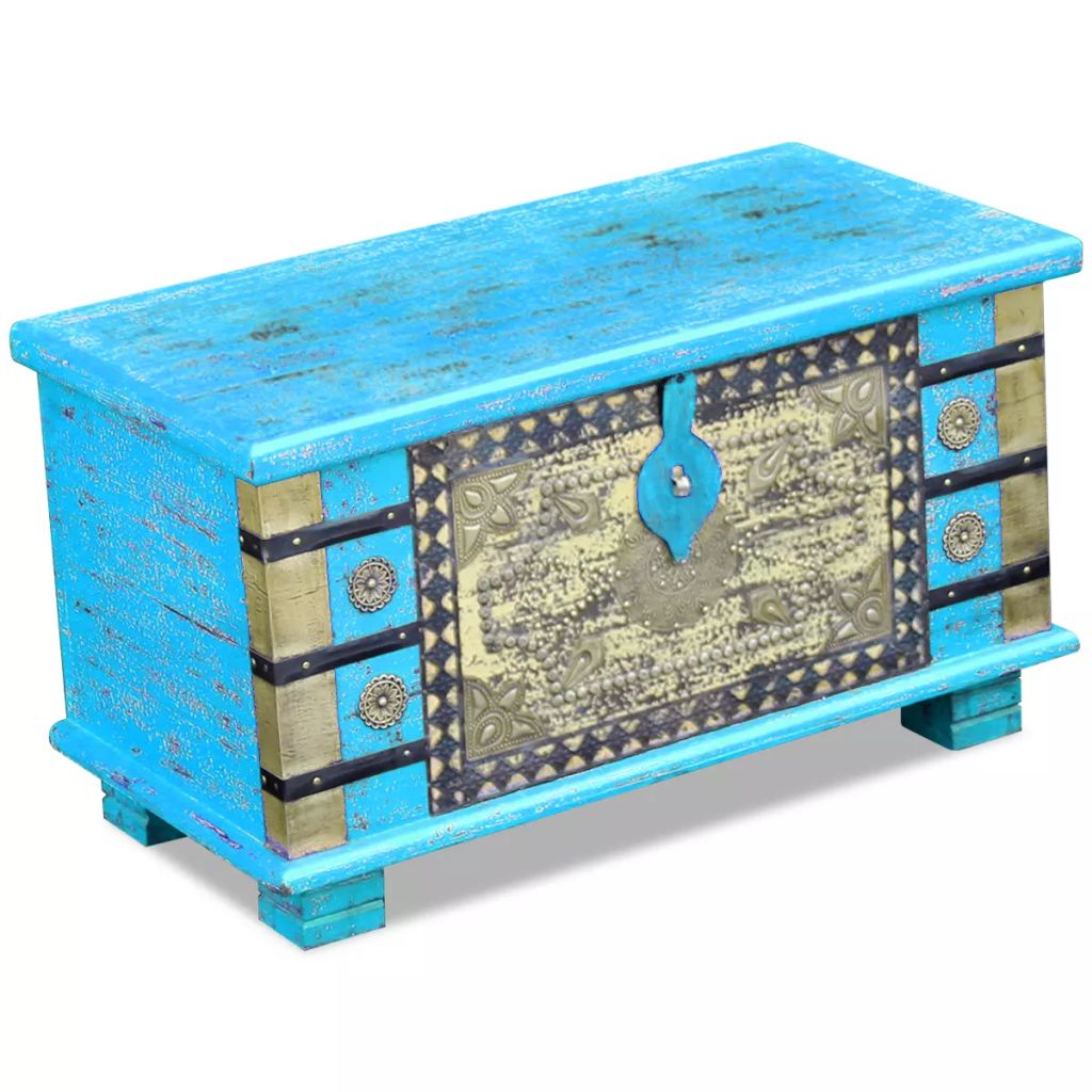 Storage Chest Blue Mango Wood 80x40x45 cm- Storage Chests - HomeShopIreland - Home Shop Ireland - Storage Chests - Storage Chest Blue Mango Wood 80x40x45 cm