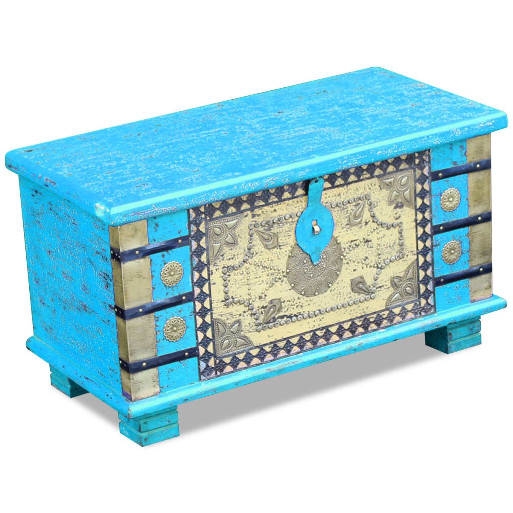 Storage Chest Blue Mango Wood 80x40x45 cm- Storage Chests - HomeShopIreland - Home Shop Ireland - Storage Chests - Storage Chest Blue Mango Wood 80x40x45 cm