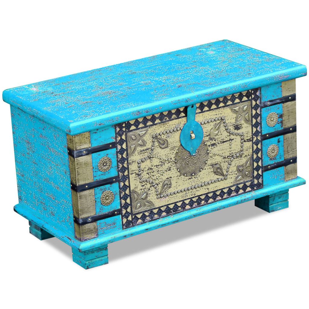 Storage Chest Blue Mango Wood 80x40x45 cm- Storage Chests - HomeShopIreland - Home Shop Ireland - Storage Chests - Storage Chest Blue Mango Wood 80x40x45 cm