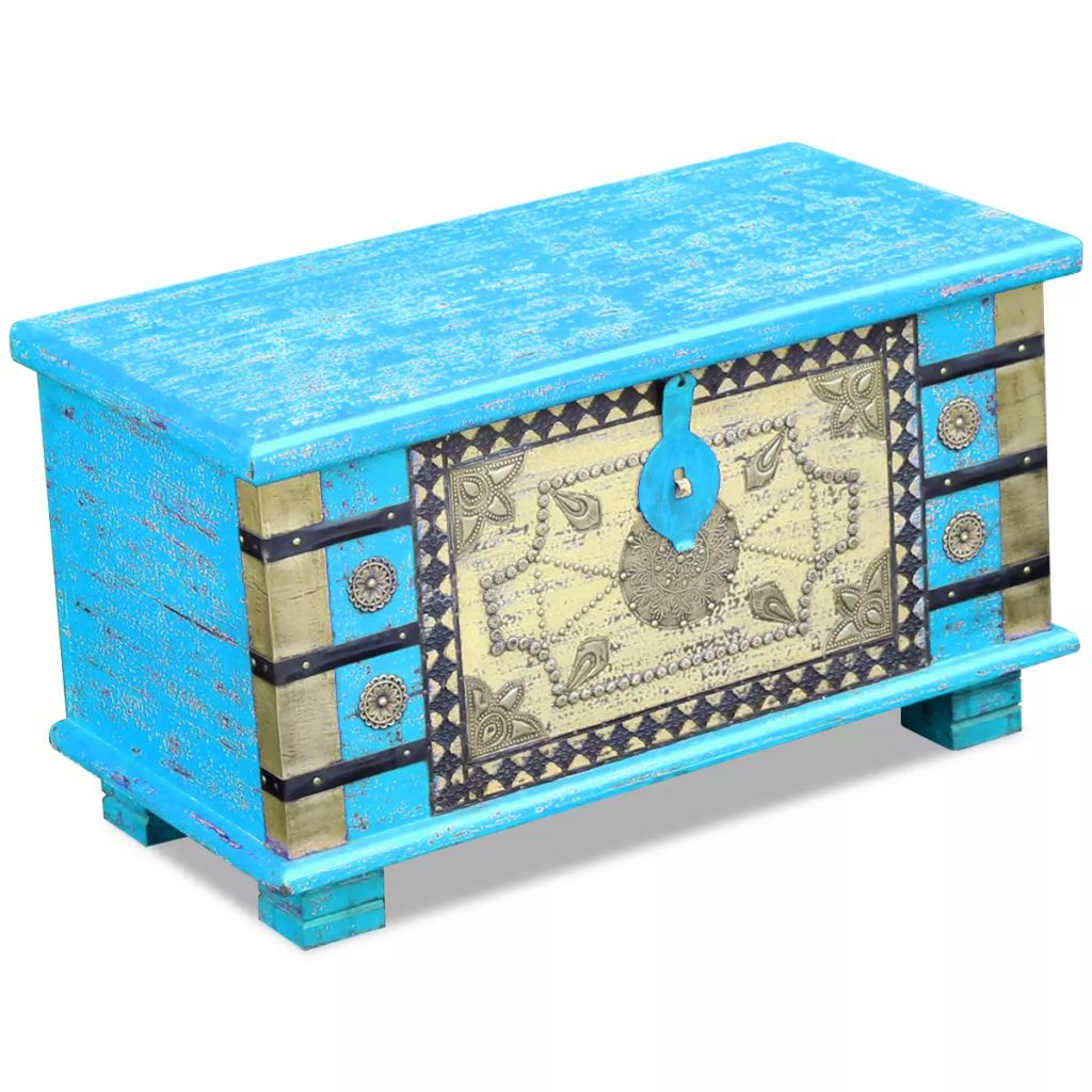 Storage Chest Blue Mango Wood 80x40x45 cm- Storage Chests - HomeShopIreland - Home Shop Ireland - Storage Chests - Storage Chest Blue Mango Wood 80x40x45 cm