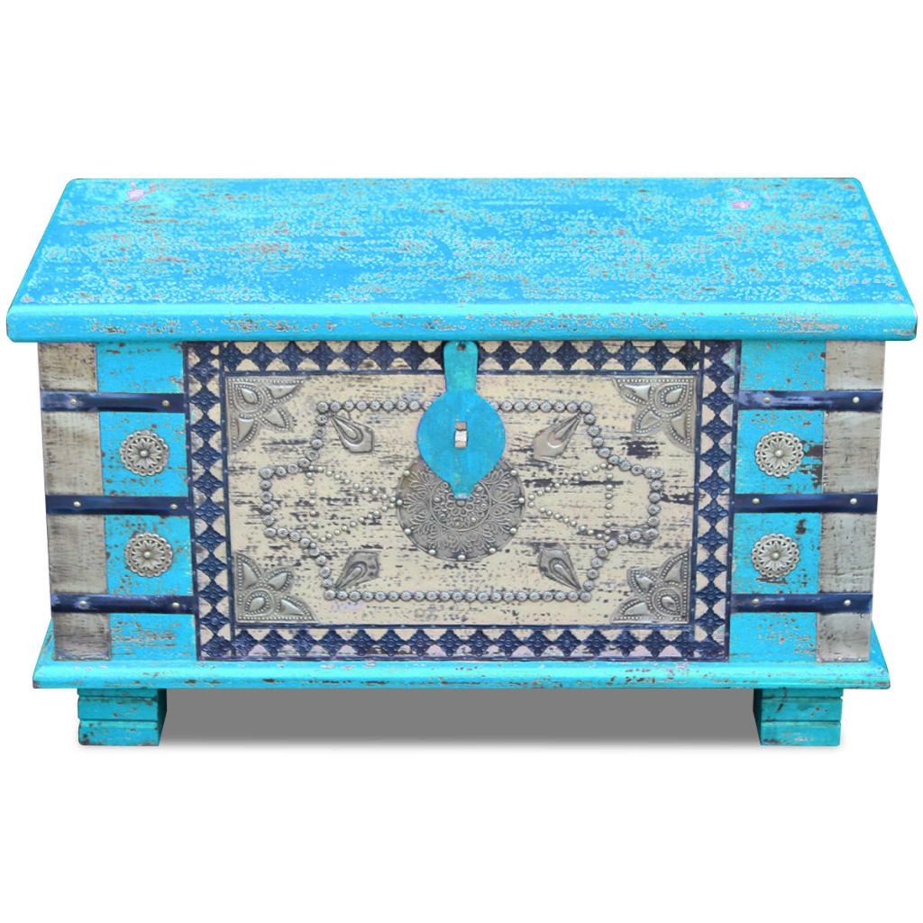 Storage Chest Blue Mango Wood 80x40x45 cm- Storage Chests - HomeShopIreland - Home Shop Ireland - Storage Chests - Storage Chest Blue Mango Wood 80x40x45 cm