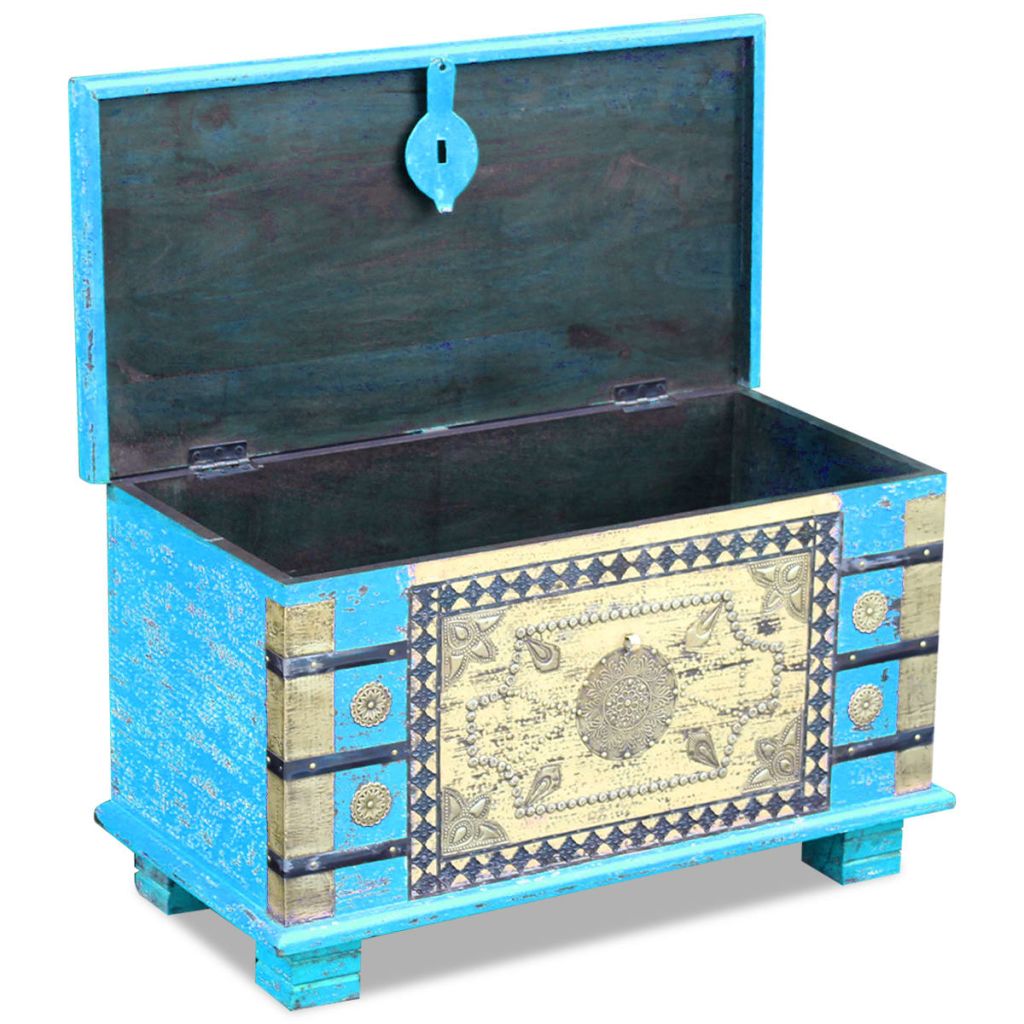 Storage Chest Blue Mango Wood 80x40x45 cm- Storage Chests - HomeShopIreland - Home Shop Ireland - Storage Chests - Storage Chest Blue Mango Wood 80x40x45 cm
