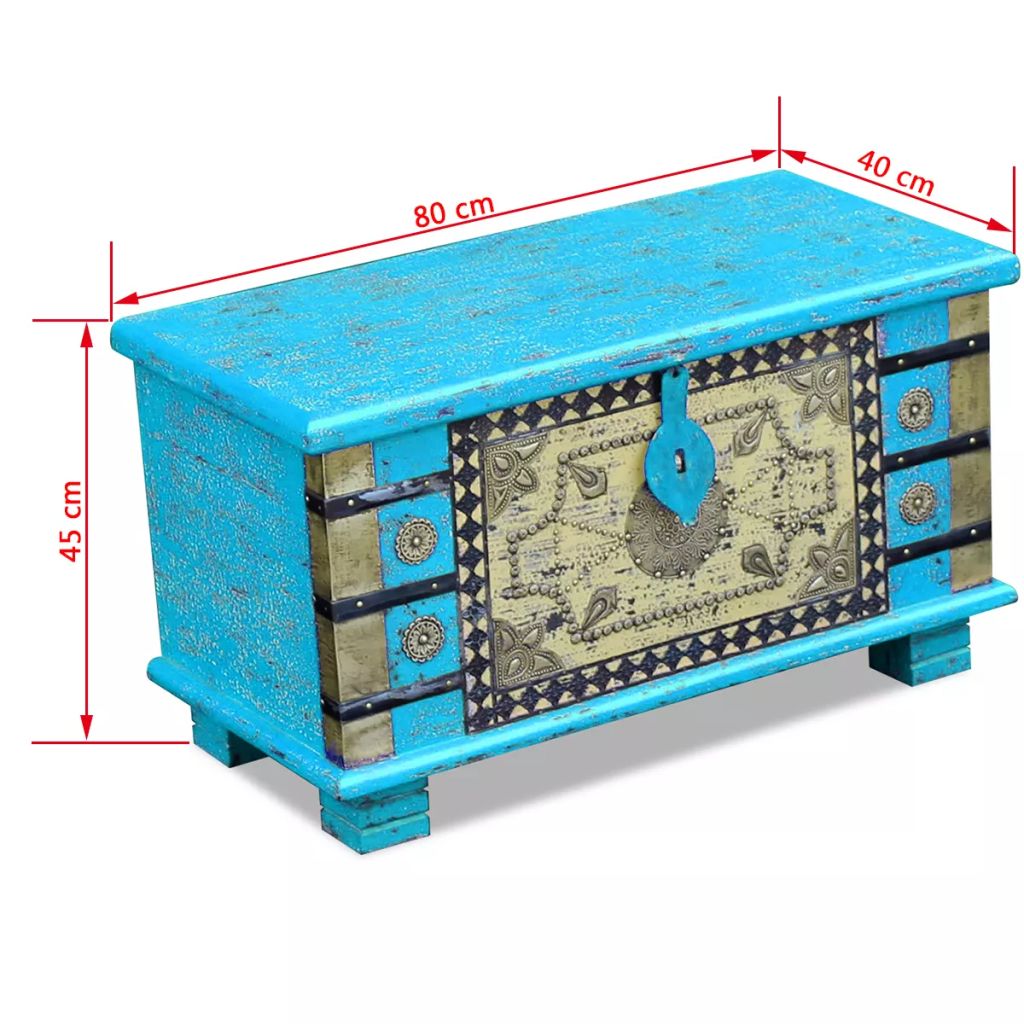 Storage Chest Blue Mango Wood 80x40x45 cm- Storage Chests - HomeShopIreland - Home Shop Ireland - Storage Chests - Storage Chest Blue Mango Wood 80x40x45 cm