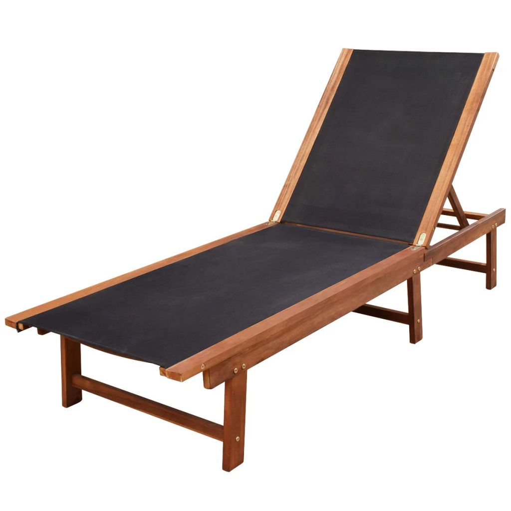 Sun Loungers 2 pcs with Table Solid Acacia Wood and Textilene- Sunloungers - HomeShopIreland - Home Shop Ireland - Sunloungers - Sun Loungers 2 pcs with Table Solid Acacia Wood and Textilene