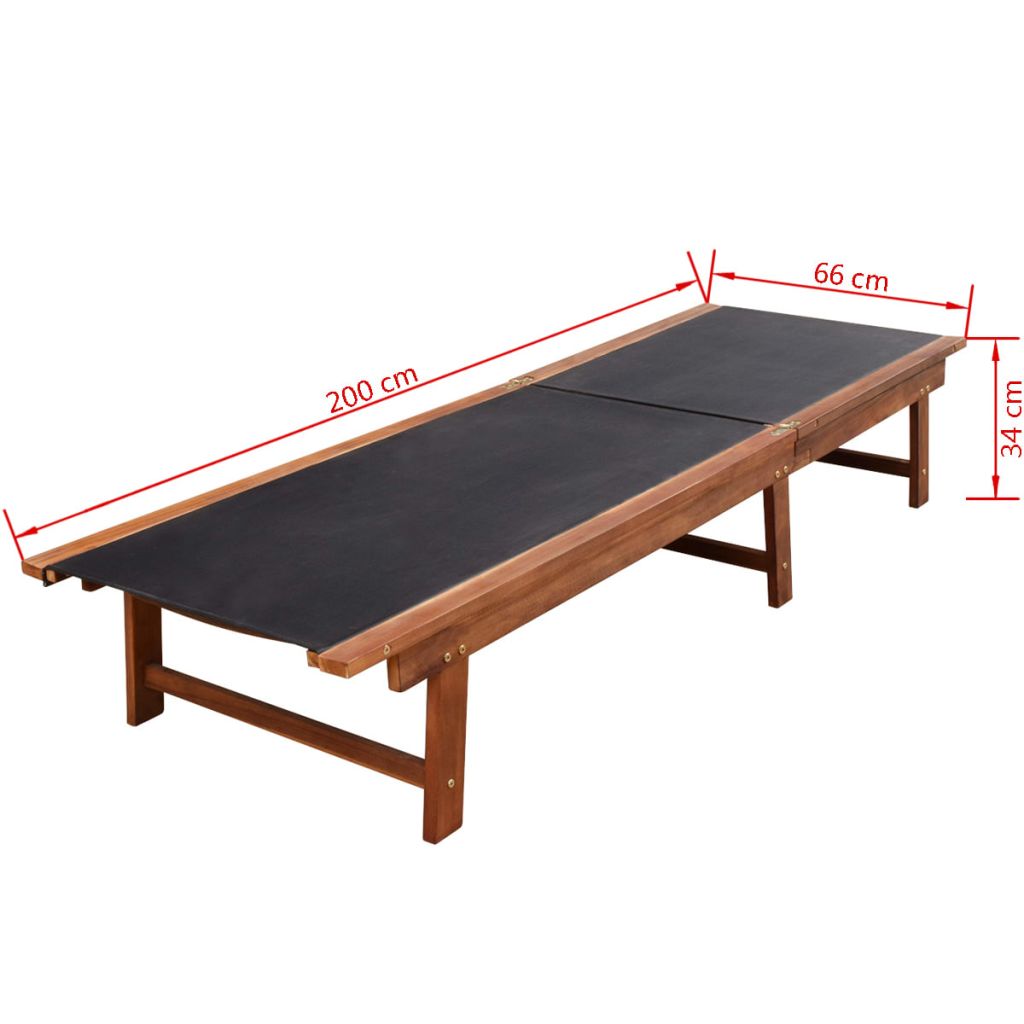 Sun Loungers 2 pcs with Table Solid Acacia Wood and Textilene- Sunloungers - HomeShopIreland - Home Shop Ireland - Sunloungers - Sun Loungers 2 pcs with Table Solid Acacia Wood and Textilene