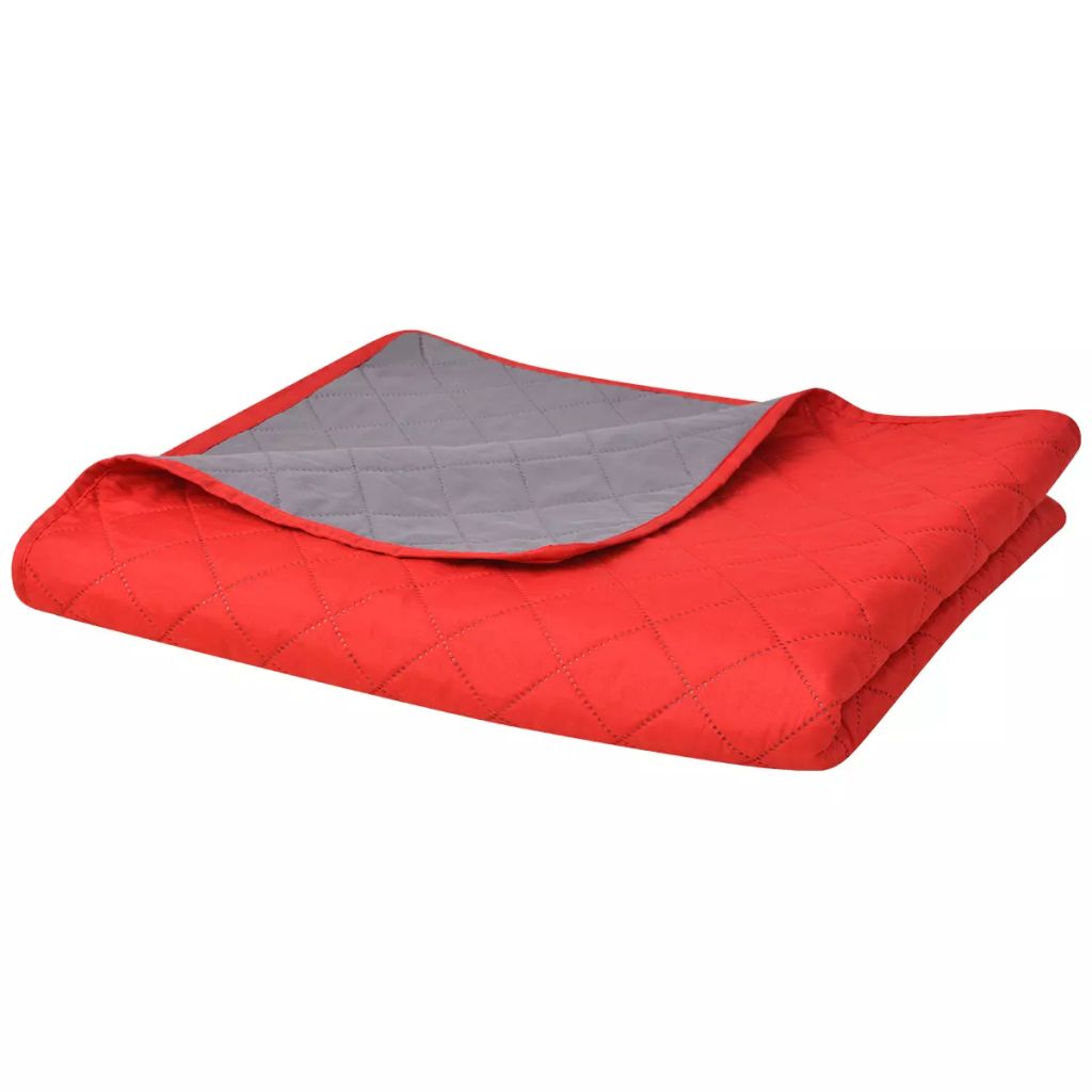 Double-sided Quilted Bedspread Red and Grey 230x260 cm- Quilts & Duvets - HomeShopIreland - Home Shop Ireland - Quilts & Duvets - Double-sided Quilted Bedspread Red and Grey 230x260 cm