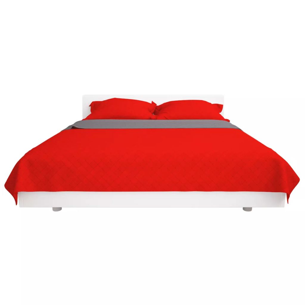 Double-sided Quilted Bedspread Red and Grey 230x260 cm- Quilts & Duvets - HomeShopIreland - Home Shop Ireland - Quilts & Duvets - Double-sided Quilted Bedspread Red and Grey 230x260 cm