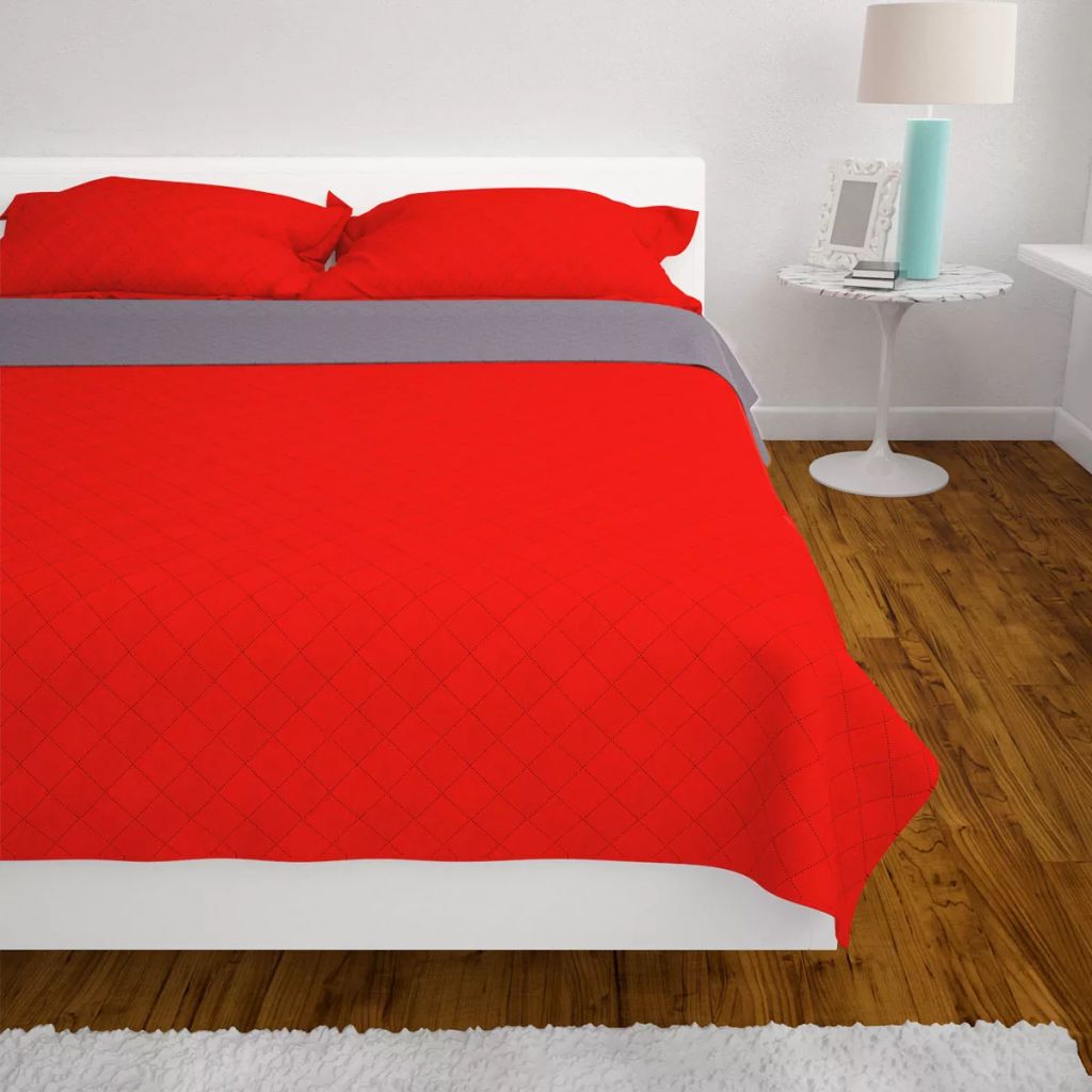 Double-sided Quilted Bedspread Red and Grey 230x260 cm- Quilts & Duvets - HomeShopIreland - Home Shop Ireland - Quilts & Duvets - Double-sided Quilted Bedspread Red and Grey 230x260 cm