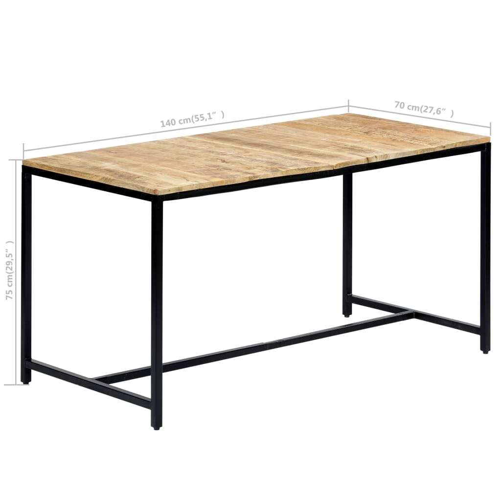 Dining Table 140x70x75 cm Solid Rough Mango Wood- Kitchen & Dining Room Tables - HomeShopIreland - Home Shop Ireland - Kitchen & Dining Room Tables - Dining Table 140x70x75 cm Solid Rough Mango Wood