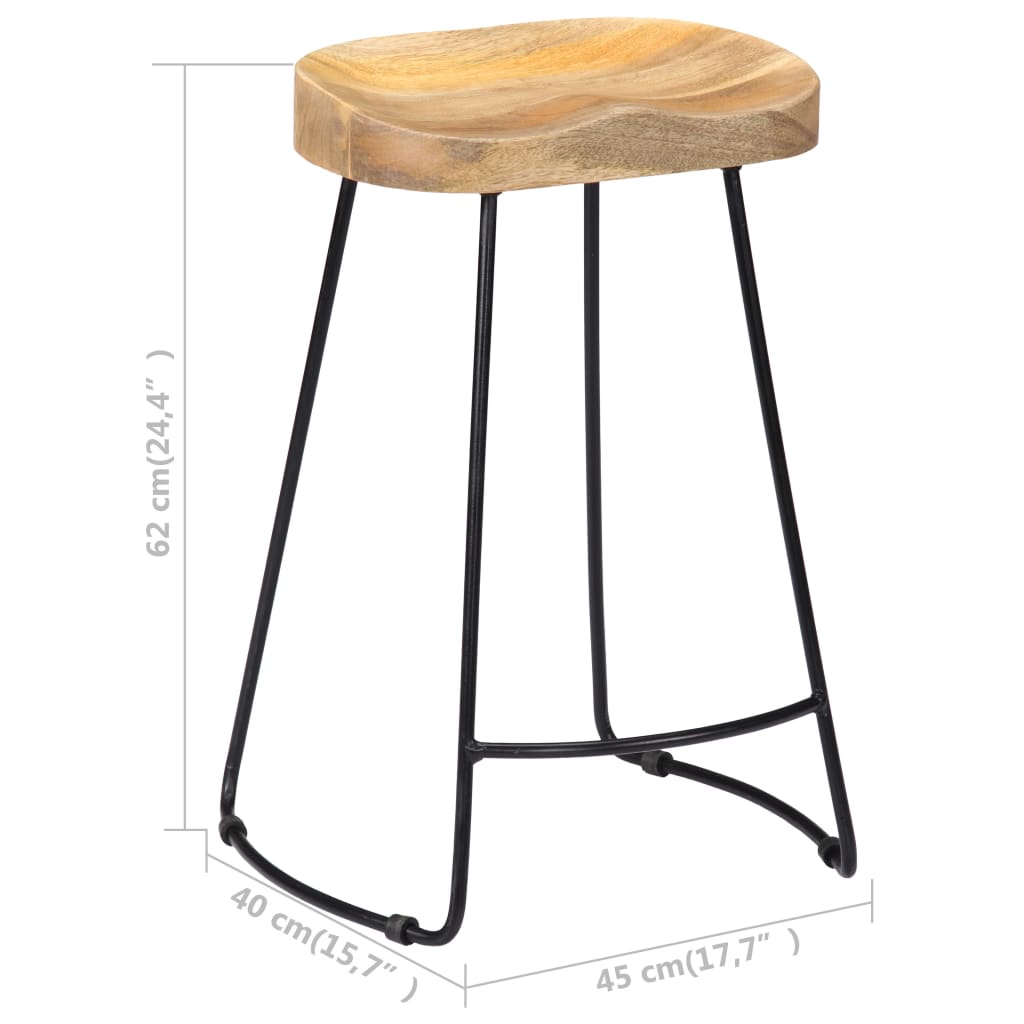 Gavin Bar Stools 2 pcs Solid Mango Wood- Table & Bar Stools - HomeShopIreland - Home Shop Ireland - Table & Bar Stools - Gavin Bar Stools 2 pcs Solid Mango Wood