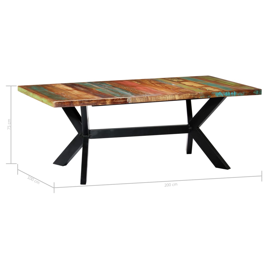 Dining Table 200x100x75 cm Solid Reclaimed Wood- Kitchen & Dining Room Tables - HomeShopIreland - Home Shop Ireland - Kitchen & Dining Room Tables - Dining Table 200x100x75 cm Solid Reclaimed Wood