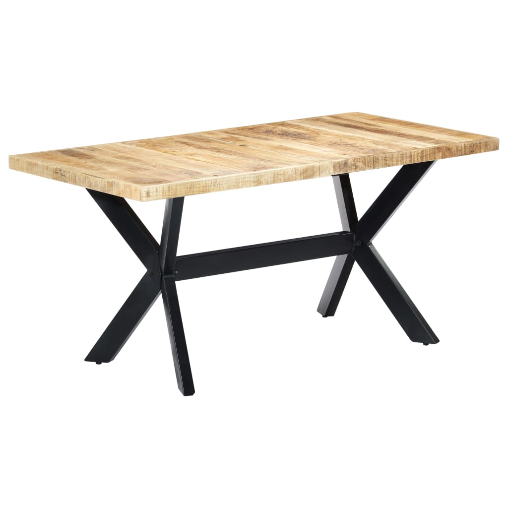 Dining Table 160x80x75 cm Solid Rough Mango Wood- Kitchen & Dining Room Tables - HomeShopIreland - Home Shop Ireland - Kitchen & Dining Room Tables - Dining Table 160x80x75 cm Solid Rough Mango Wood
