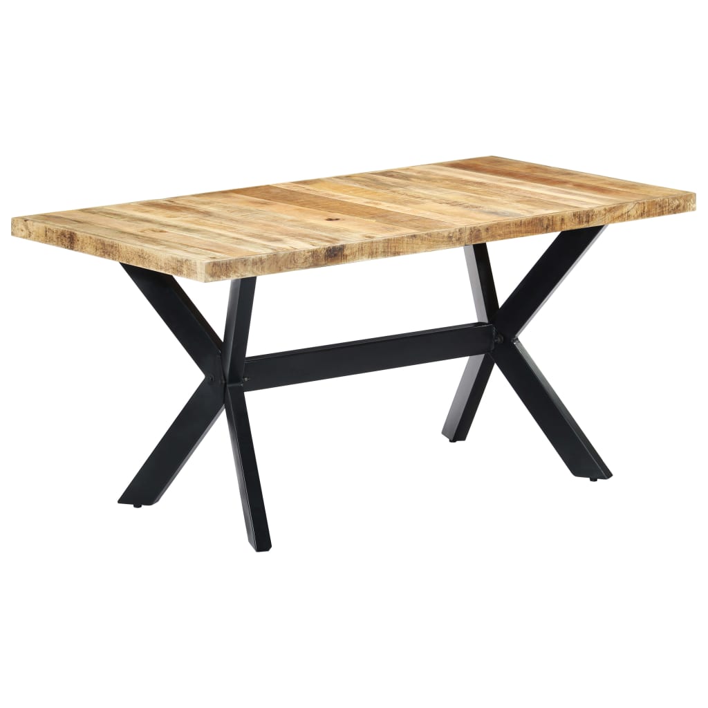 Dining Table 160x80x75 cm Solid Rough Mango Wood- Kitchen & Dining Room Tables - HomeShopIreland - Home Shop Ireland - Kitchen & Dining Room Tables - Dining Table 160x80x75 cm Solid Rough Mango Wood