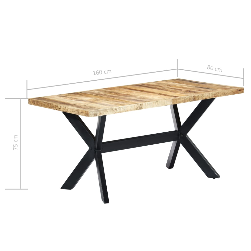 Dining Table 160x80x75 cm Solid Rough Mango Wood- Kitchen & Dining Room Tables - HomeShopIreland - Home Shop Ireland - Kitchen & Dining Room Tables - Dining Table 160x80x75 cm Solid Rough Mango Wood