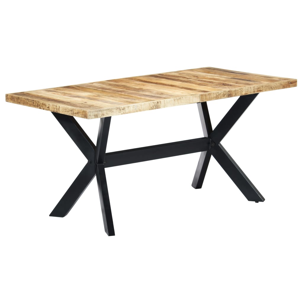 Dining Table 160x80x75 cm Solid Rough Mango Wood- Kitchen & Dining Room Tables - HomeShopIreland - Home Shop Ireland - Kitchen & Dining Room Tables - Dining Table 160x80x75 cm Solid Rough Mango Wood