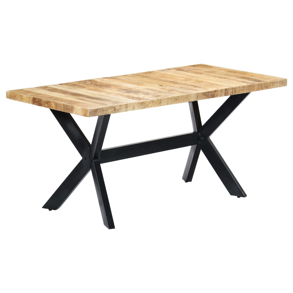 Dining Table 160x80x75 cm Solid Rough Mango Wood- Kitchen & Dining Room Tables - HomeShopIreland - Home Shop Ireland - Kitchen & Dining Room Tables - Dining Table 160x80x75 cm Solid Rough Mango Wood
