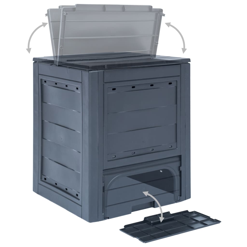 Garden Composter Grey 60x60x73 cm 260 L- Composters - HomeShopIreland - Home Shop Ireland - Composters - Garden Composter Grey 60x60x73 cm 260 L