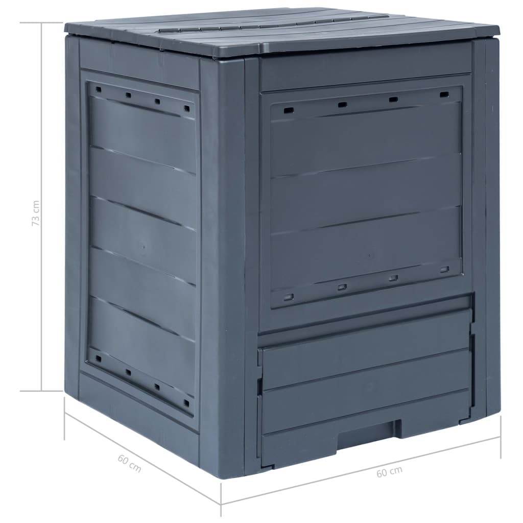 Garden Composter Grey 60x60x73 cm 260 L- Composters - HomeShopIreland - Home Shop Ireland - Composters - Garden Composter Grey 60x60x73 cm 260 L