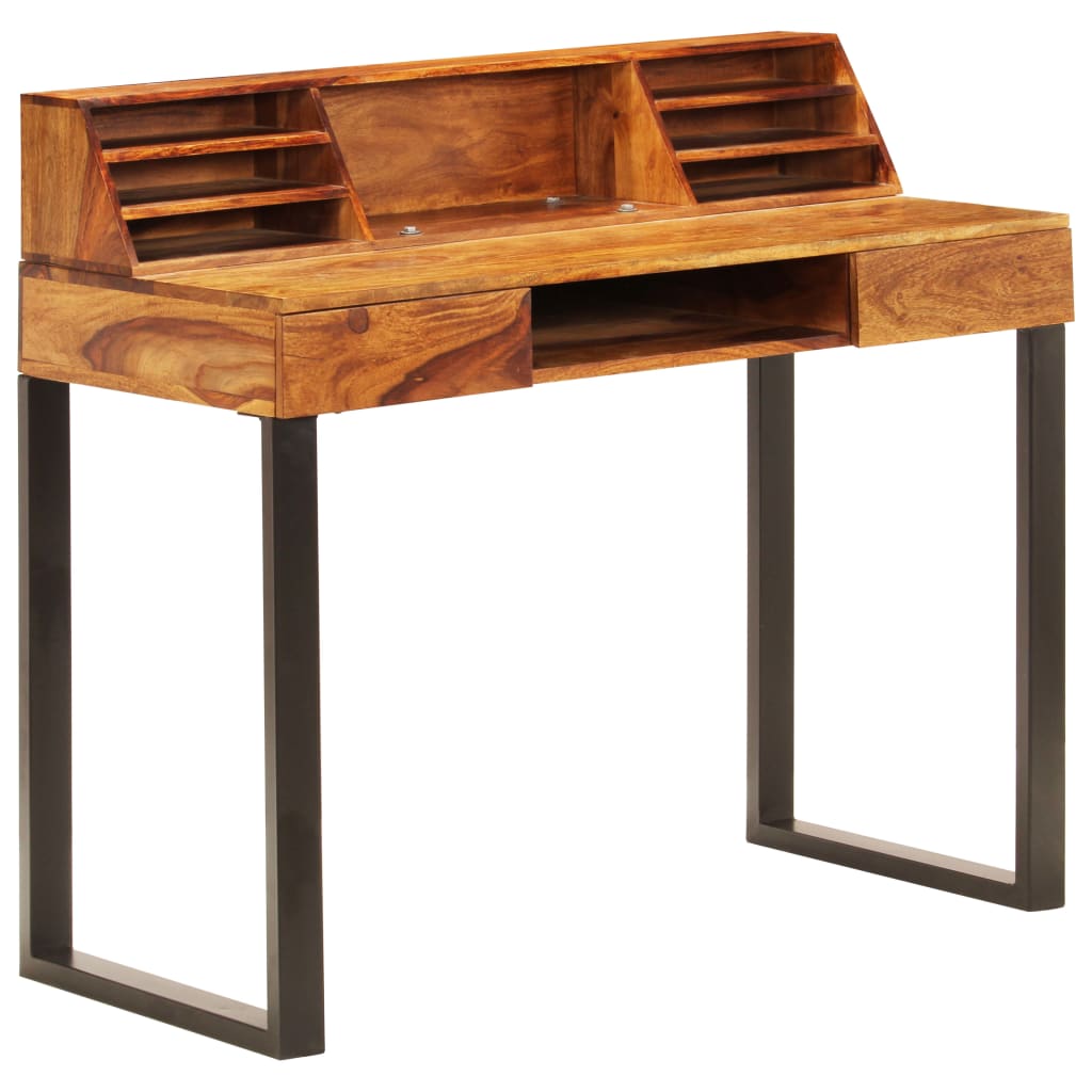 Desk 110x50x94 cm Solid Sheesham Wood and Steel- Desks - HomeShopIreland - Home Shop Ireland - Desks - Desk 110x50x94 cm Solid Sheesham Wood and Steel
