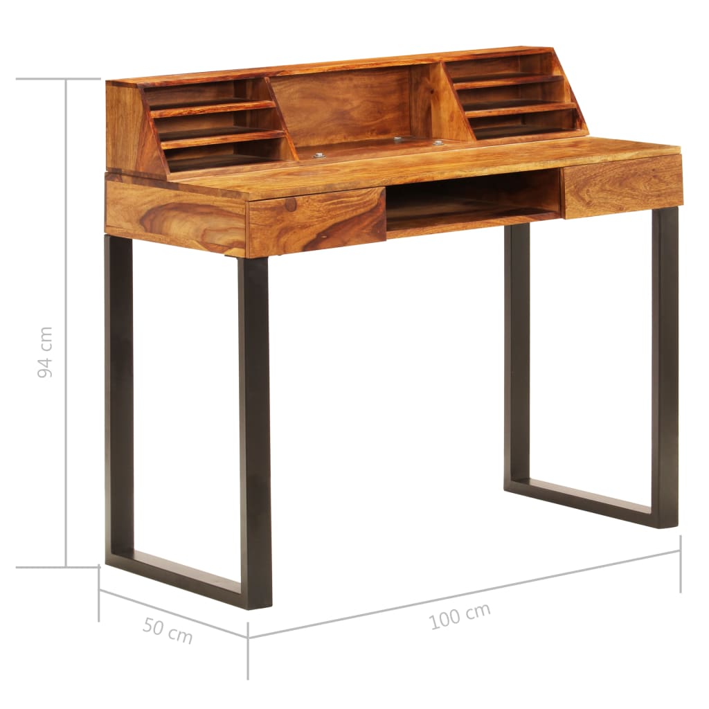 Desk 110x50x94 cm Solid Sheesham Wood and Steel- Desks - HomeShopIreland - Home Shop Ireland - Desks - Desk 110x50x94 cm Solid Sheesham Wood and Steel
