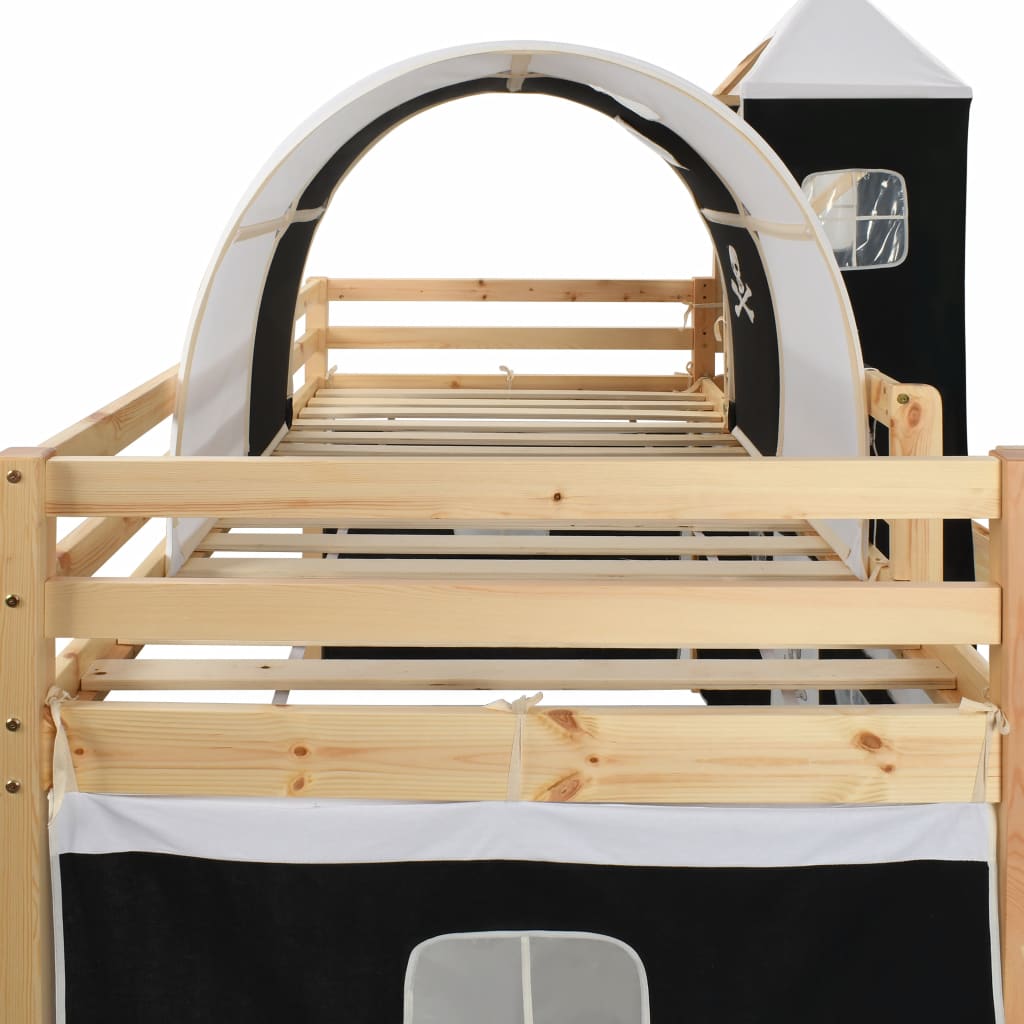 Children's Loft Bed Frame with Slide & Ladder Pinewood 97x208 cm- Cots & Toddler Beds - HomeShopIreland - Home Shop Ireland - Cots & Toddler Beds - Children's Loft Bed Frame with Slide & Ladder Pinewood 97x208 cm