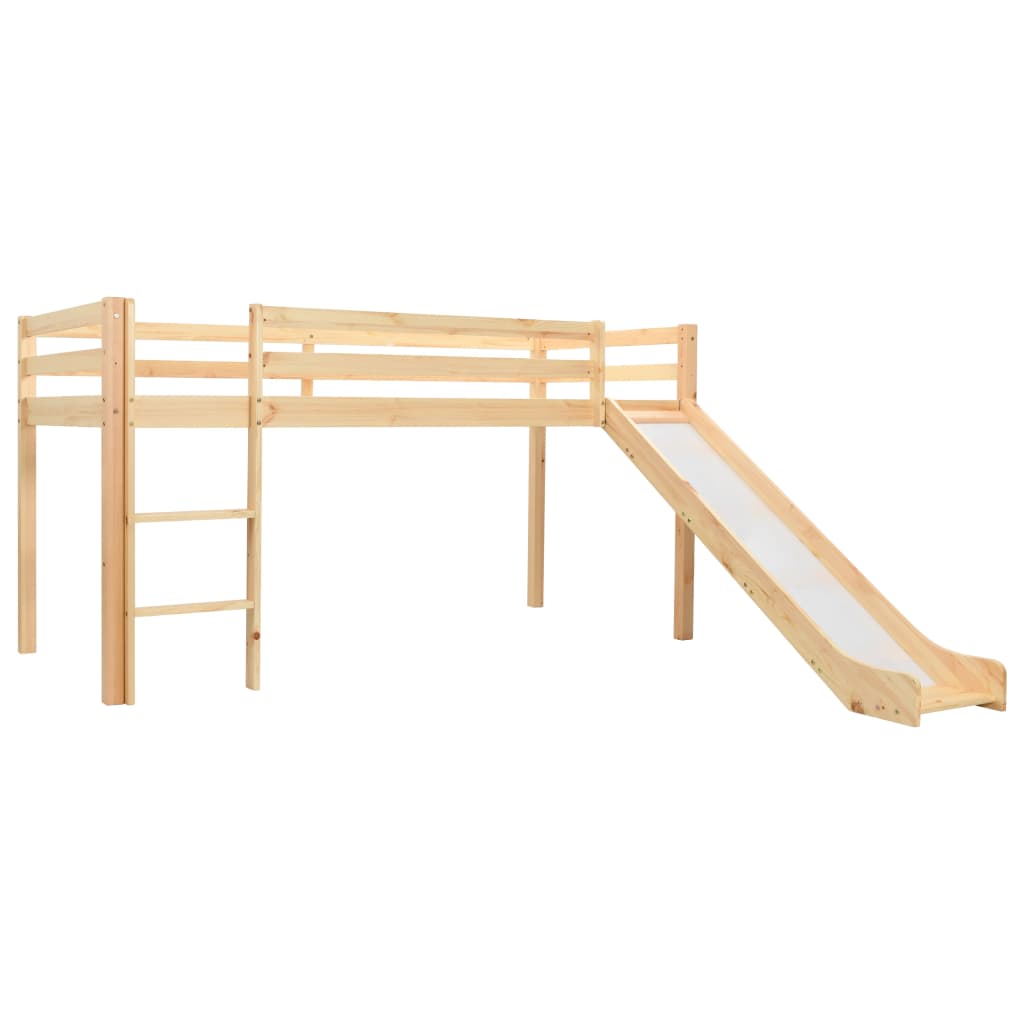 Children's Loft Bed Frame with Slide & Ladder Pinewood 97x208 cm- Cots & Toddler Beds - HomeShopIreland - Home Shop Ireland - Cots & Toddler Beds - Children's Loft Bed Frame with Slide & Ladder Pinewood 97x208 cm