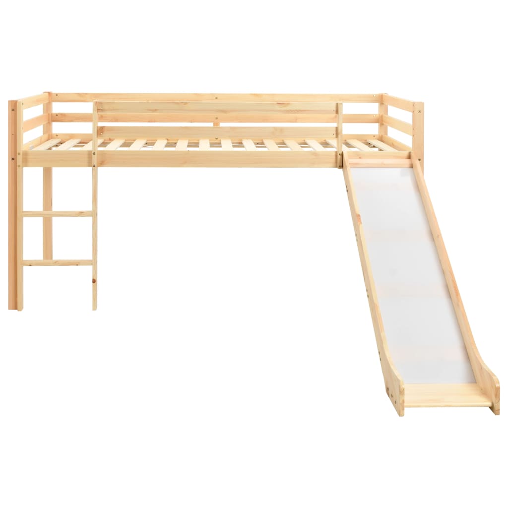 Children's Loft Bed Frame with Slide & Ladder Pinewood 97x208 cm- Cots & Toddler Beds - HomeShopIreland - Home Shop Ireland - Cots & Toddler Beds - Children's Loft Bed Frame with Slide & Ladder Pinewood 97x208 cm