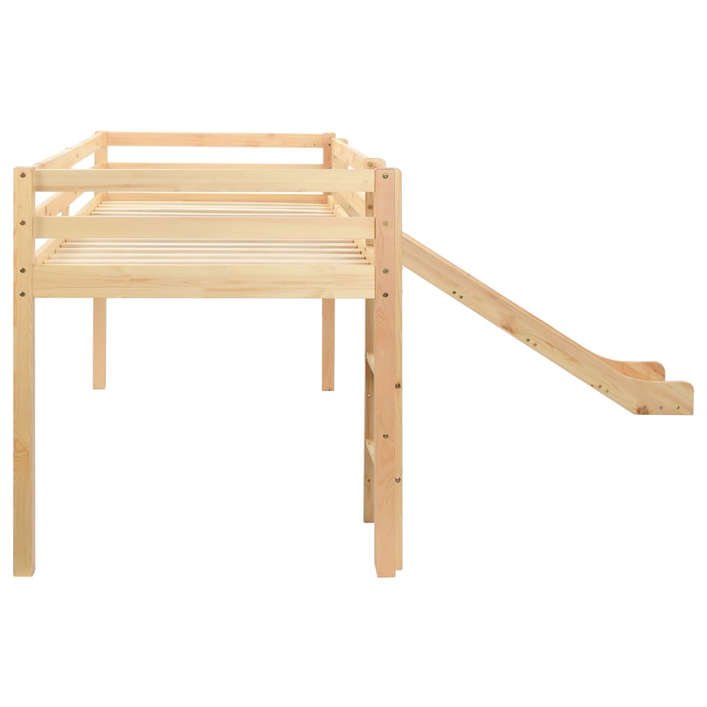 Children's Loft Bed Frame with Slide & Ladder Pinewood 97x208 cm- Cots & Toddler Beds - HomeShopIreland - Home Shop Ireland - Cots & Toddler Beds - Children's Loft Bed Frame with Slide & Ladder Pinewood 97x208 cm