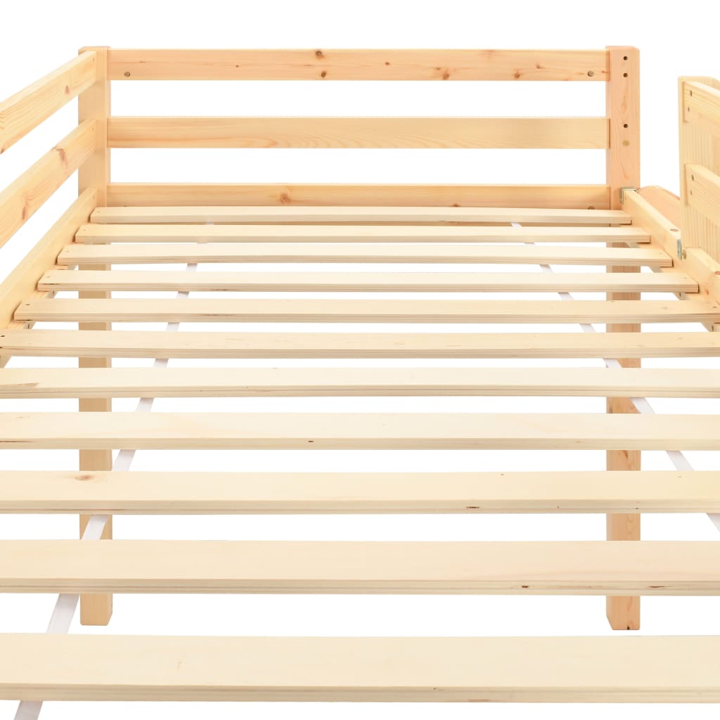 Children's Loft Bed Frame with Slide & Ladder Pinewood 97x208 cm- Cots & Toddler Beds - HomeShopIreland - Home Shop Ireland - Cots & Toddler Beds - Children's Loft Bed Frame with Slide & Ladder Pinewood 97x208 cm