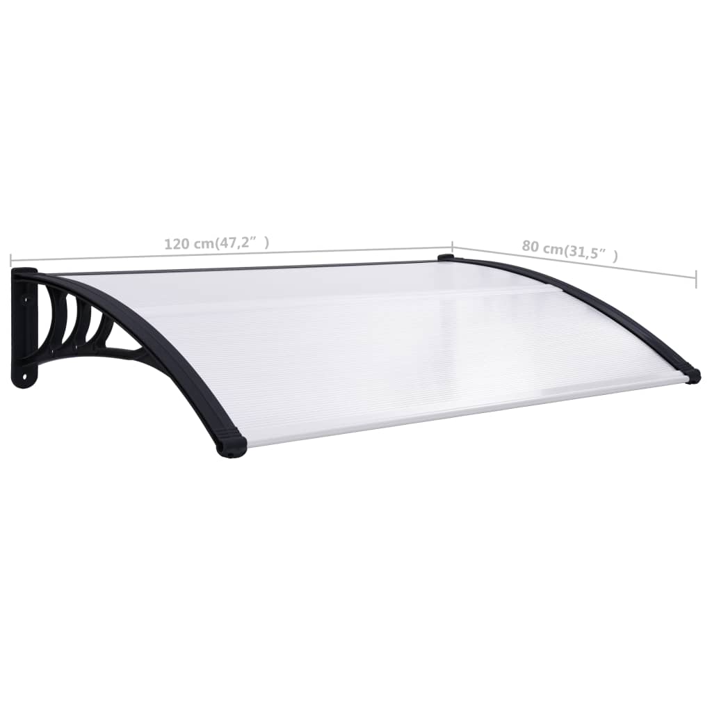 Door Canopy Black and Transparent 120x80 cm PC- Window & Door Awnings - HomeShopIreland - Home Shop Ireland - Window & Door Awnings - Door Canopy Black and Transparent 120x80 cm PC