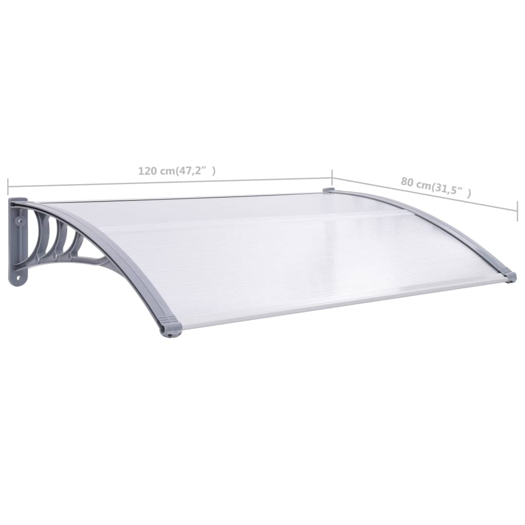 Door Canopy Grey and Transparent 120x80 cm PC- Window & Door Awnings - HomeShopIreland - Home Shop Ireland - Window & Door Awnings - Door Canopy Grey and Transparent 120x80 cm PC