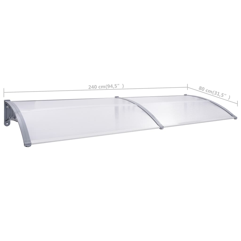 Door Canopy Grey and Transparent 240x80 cm PC- Window & Door Awnings - HomeShopIreland - Home Shop Ireland - Window & Door Awnings - Door Canopy Grey and Transparent 240x80 cm PC