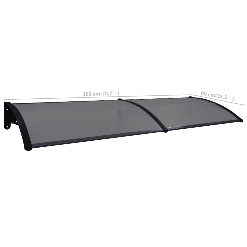 Door Canopy Black 200x80 cm PC- Window & Door Awnings - HomeShopIreland - Home Shop Ireland - Window & Door Awnings - Door Canopy Black 200x80 cm PC