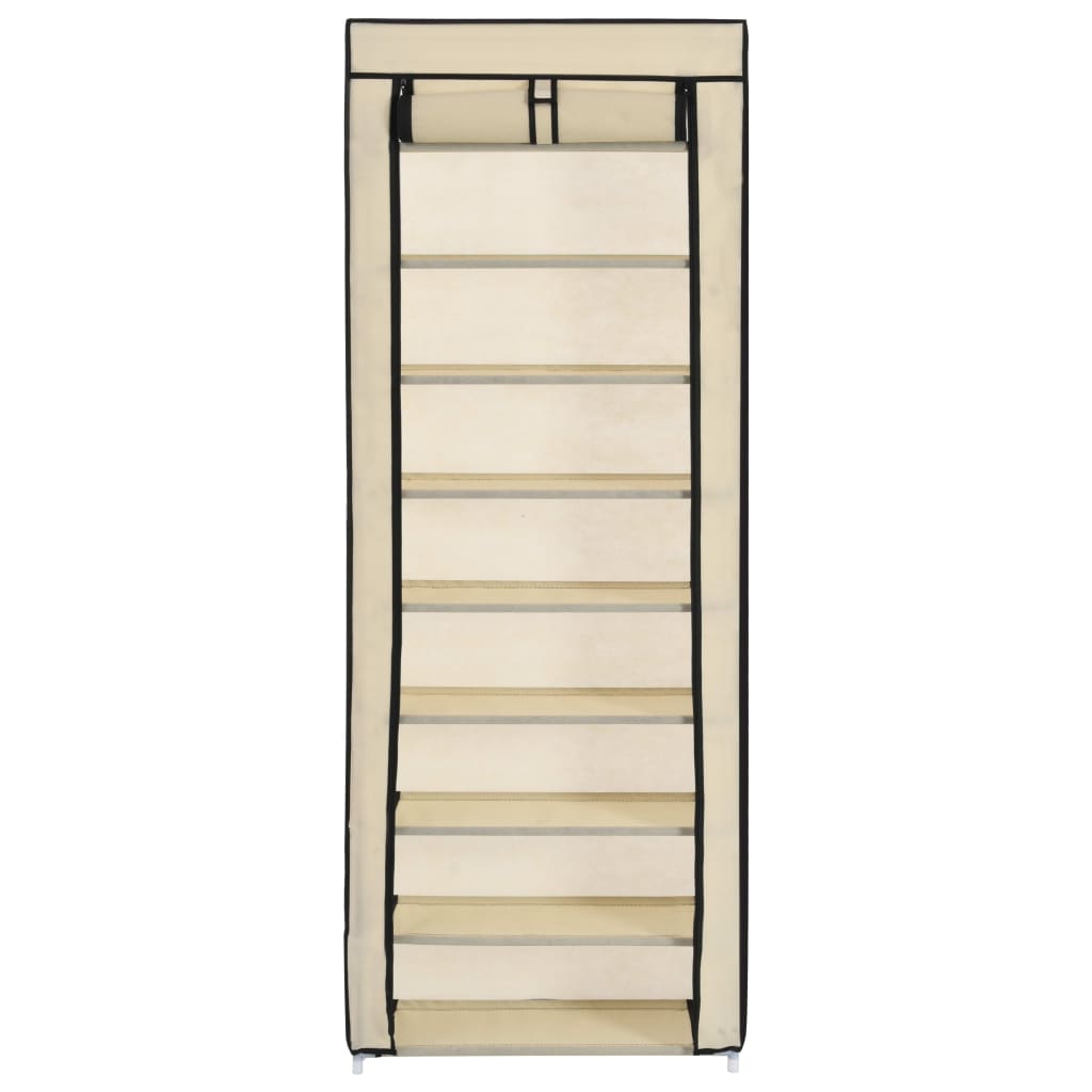 Shoe Cabinet with Cover Cream 57x29x162 cm Fabric- Shoe Racks & Organisers - HomeShopIreland - Home Shop Ireland - Shoe Racks & Organisers - Shoe Cabinet with Cover Cream 57x29x162 cm Fabric