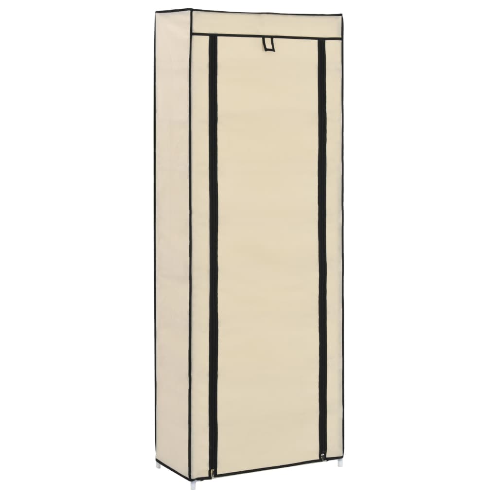 Shoe Cabinet with Cover Cream 57x29x162 cm Fabric- Shoe Racks & Organisers - HomeShopIreland - Home Shop Ireland - Shoe Racks & Organisers - Shoe Cabinet with Cover Cream 57x29x162 cm Fabric