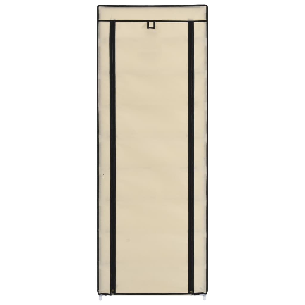 Shoe Cabinet with Cover Cream 57x29x162 cm Fabric- Shoe Racks & Organisers - HomeShopIreland - Home Shop Ireland - Shoe Racks & Organisers - Shoe Cabinet with Cover Cream 57x29x162 cm Fabric