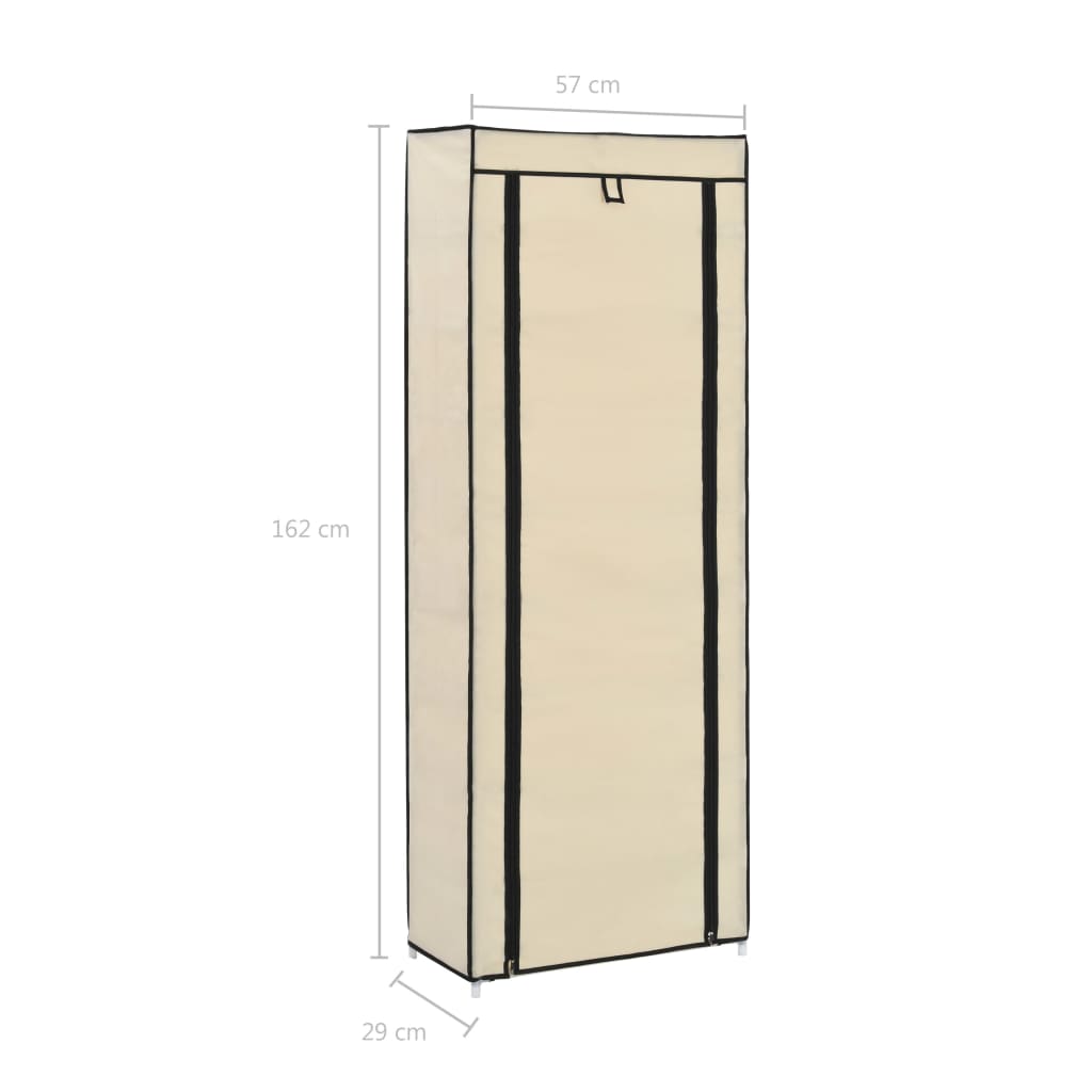 Shoe Cabinet with Cover Cream 57x29x162 cm Fabric- Shoe Racks & Organisers - HomeShopIreland - Home Shop Ireland - Shoe Racks & Organisers - Shoe Cabinet with Cover Cream 57x29x162 cm Fabric