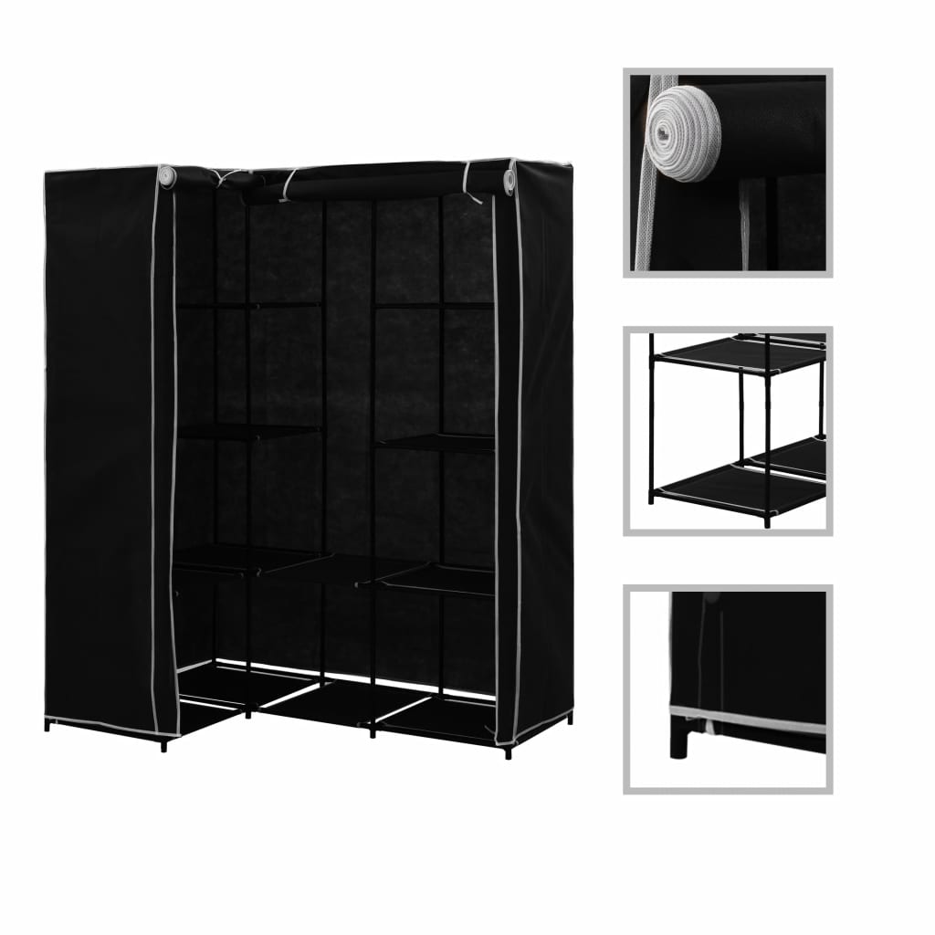 Corner Wardrobe Black 130x87x169 cm- Cupboards & Wardrobes - HomeShopIreland - Home Shop Ireland - Cupboards & Wardrobes - Corner Wardrobe Black 130x87x169 cm