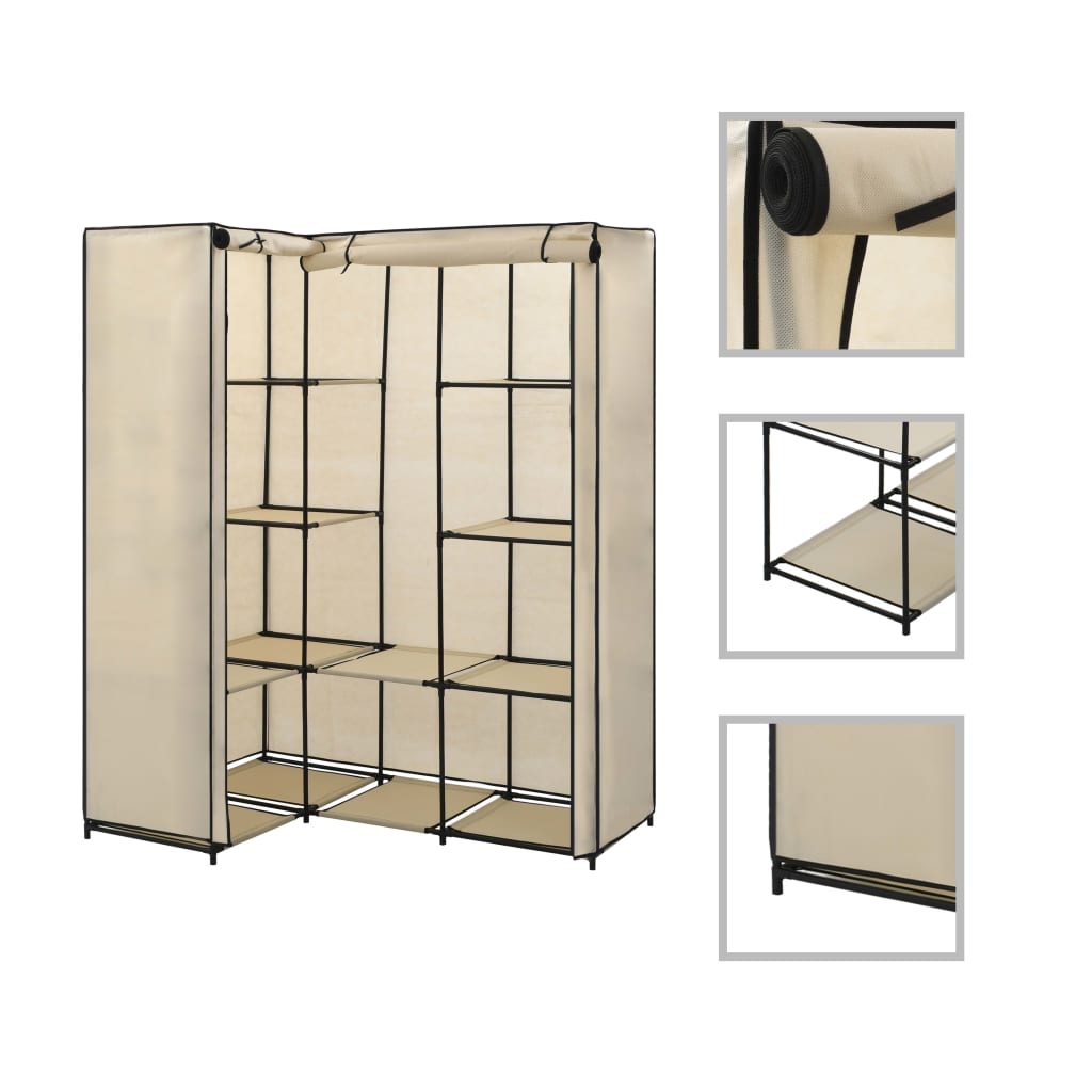 Corner Wardrobe Cream 130x87x169 cm- Cupboards & Wardrobes - HomeShopIreland - Home Shop Ireland - Cupboards & Wardrobes - Corner Wardrobe Cream 130x87x169 cm