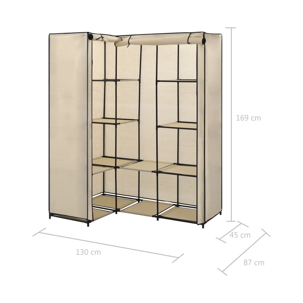 Corner Wardrobe Cream 130x87x169 cm- Cupboards & Wardrobes - HomeShopIreland - Home Shop Ireland - Cupboards & Wardrobes - Corner Wardrobe Cream 130x87x169 cm