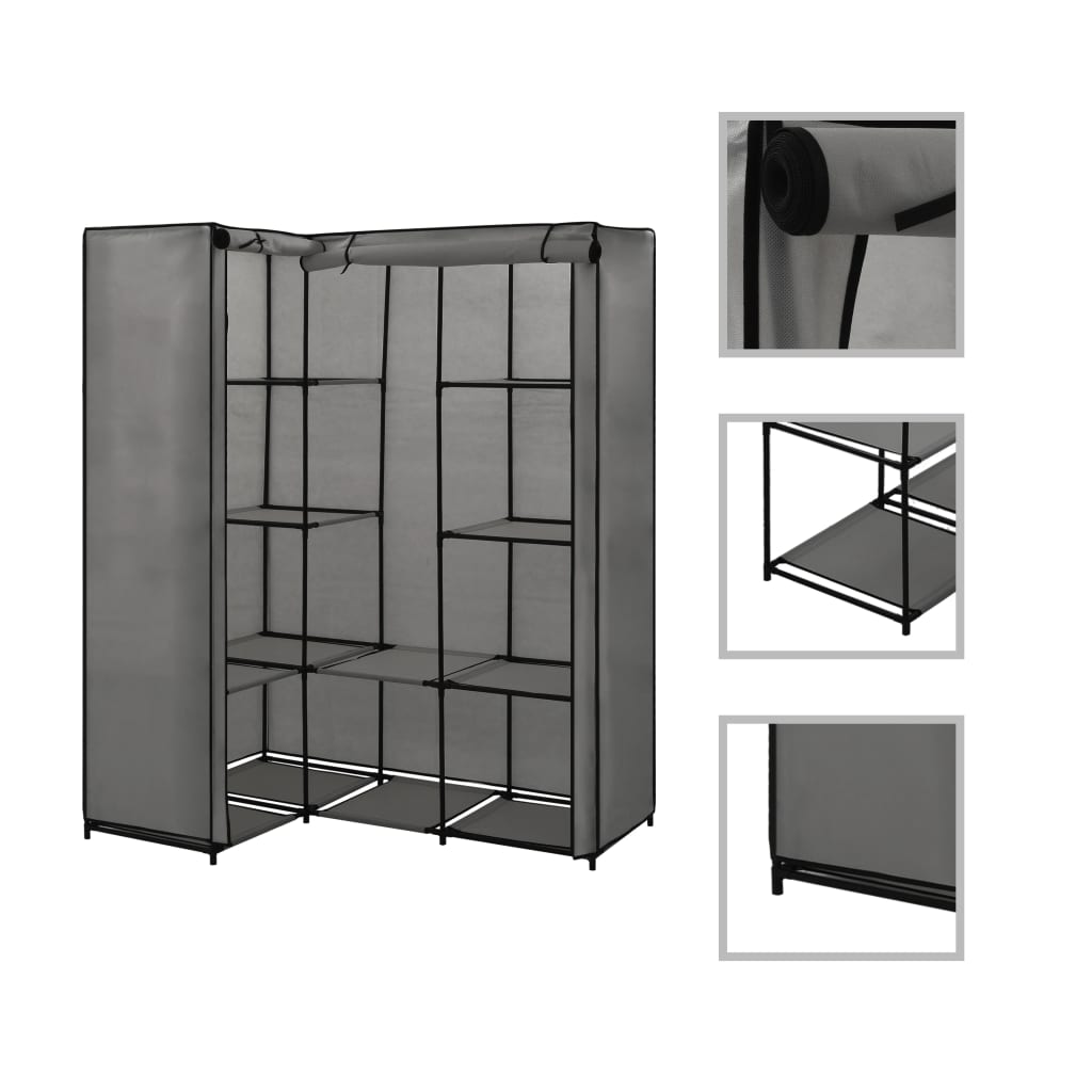 Corner Wardrobe Grey 130x87x169 cm- Cupboards & Wardrobes - HomeShopIreland - Home Shop Ireland - Cupboards & Wardrobes - Corner Wardrobe Grey 130x87x169 cm