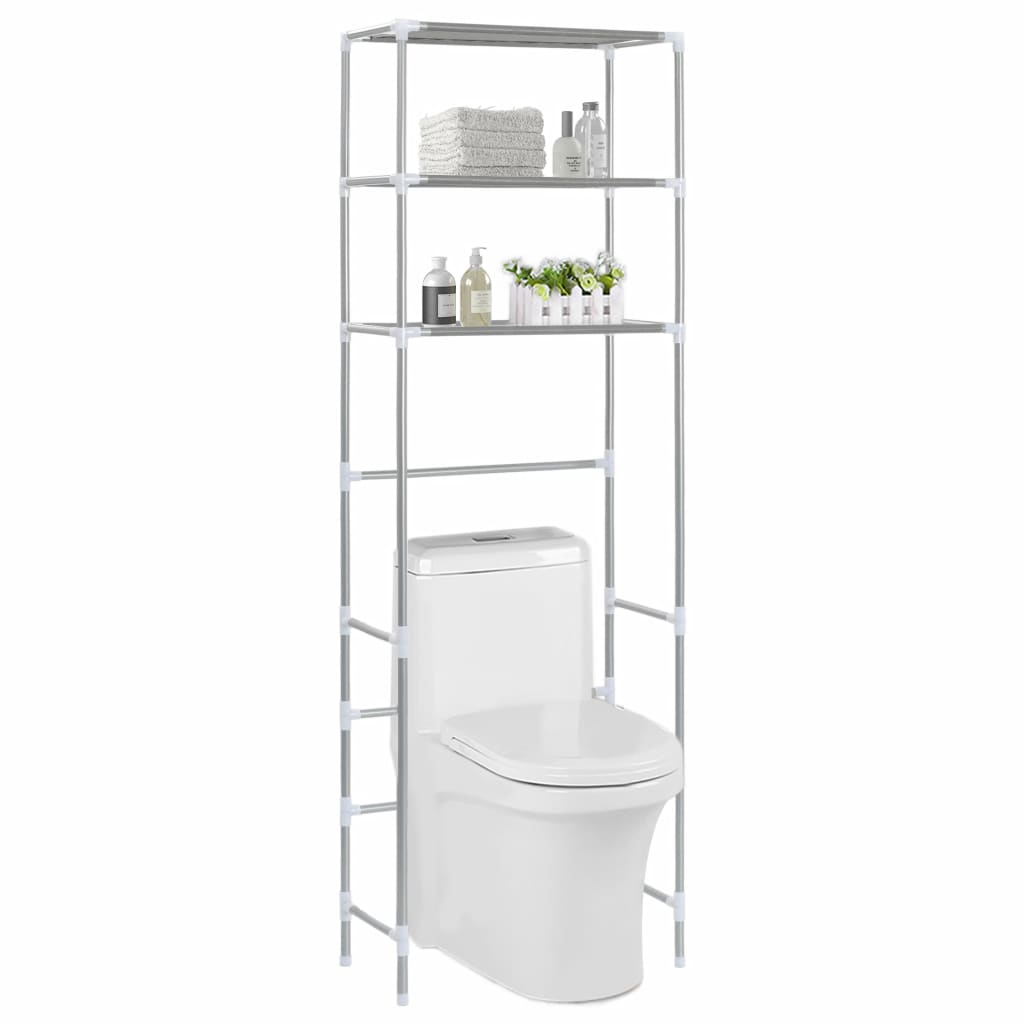 3-Tier Storage Rack over Toilet Silver 53x28x169 cm- Towel Racks & Holders - HomeShopIreland - Home Shop Ireland - Towel Racks & Holders - 3-Tier Storage Rack over Toilet Silver 53x28x169 cm