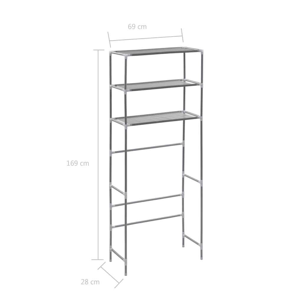 3-Tier Storage Rack over Laundry Machine Silver 69x28x169 cm- Towel Racks & Holders - HomeShopIreland - Home Shop Ireland - Towel Racks & Holders - 3-Tier Storage Rack over Laundry Machine Silver 69x28x169 cm