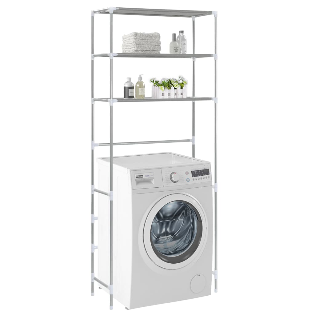 3-Tier Storage Rack over Laundry Machine Silver 69x28x169 cm- Towel Racks & Holders - HomeShopIreland - Home Shop Ireland - Towel Racks & Holders - 3-Tier Storage Rack over Laundry Machine Silver 69x28x169 cm
