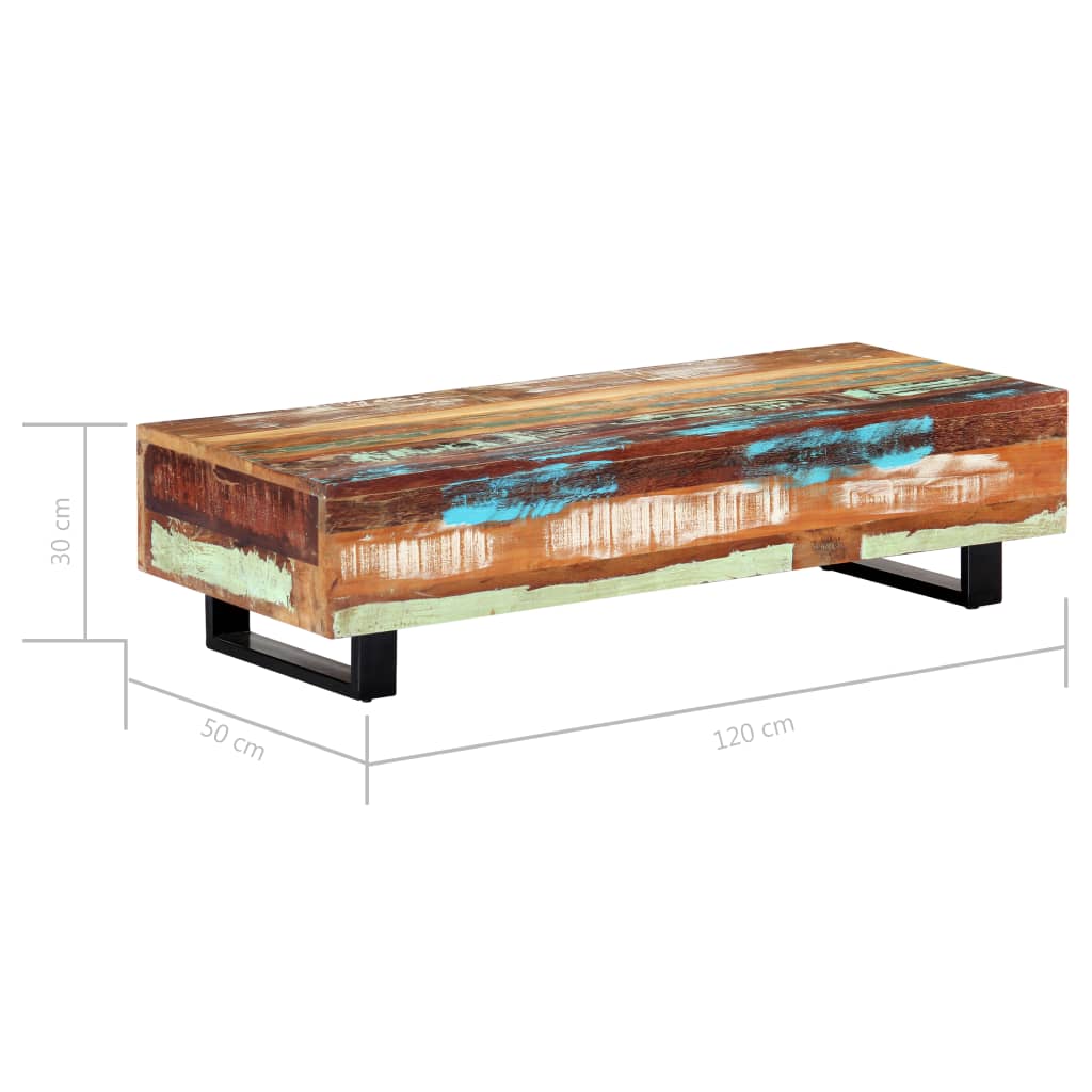 Coffee Table 120x50x30 cm Solid Reclaimed Wood and Steel- End Tables - HomeShopIreland - Home Shop Ireland - End Tables - Coffee Table 120x50x30 cm Solid Reclaimed Wood and Steel