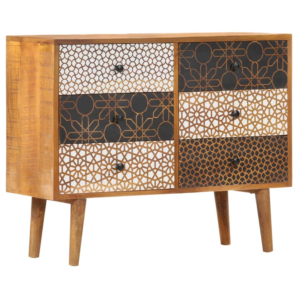 Sideboard with Printed Pattern 90x30x70 cm Solid Mango Wood- Buffets & Sideboards - HomeShopIreland - Home Shop Ireland - Buffets & Sideboards - Sideboard with Printed Pattern 90x30x70 cm Solid Mango Wood