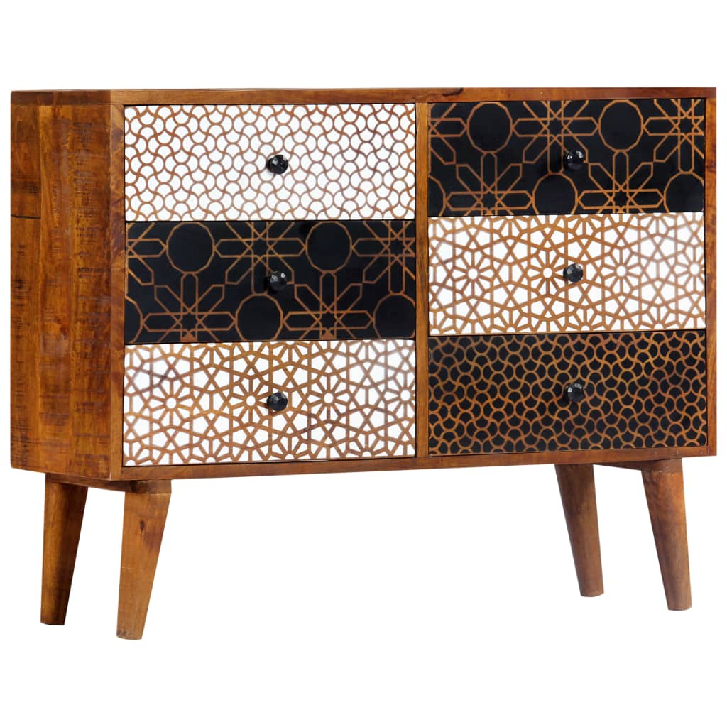 Sideboard with Printed Pattern 90x30x70 cm Solid Mango Wood- Buffets & Sideboards - HomeShopIreland - Home Shop Ireland - Buffets & Sideboards - Sideboard with Printed Pattern 90x30x70 cm Solid Mango Wood