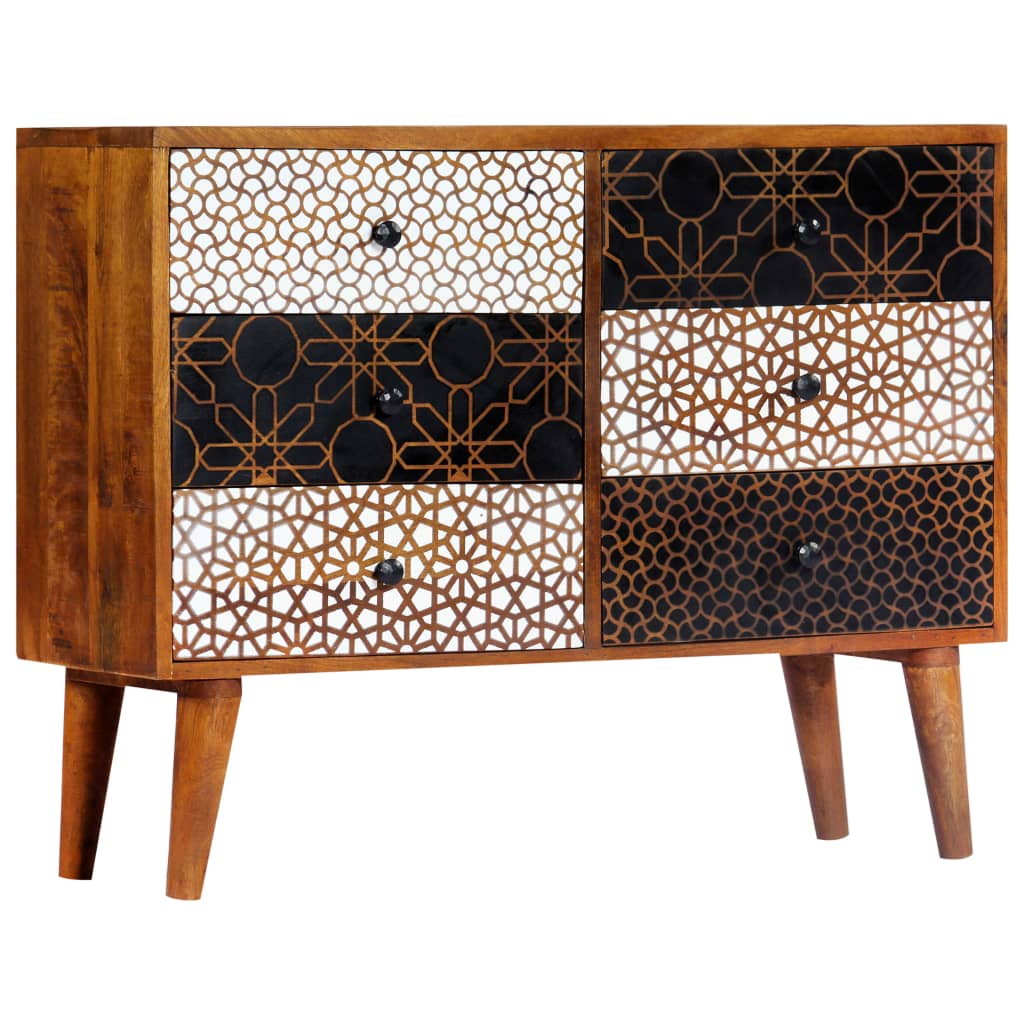Sideboard with Printed Pattern 90x30x70 cm Solid Mango Wood- Buffets & Sideboards - HomeShopIreland - Home Shop Ireland - Buffets & Sideboards - Sideboard with Printed Pattern 90x30x70 cm Solid Mango Wood