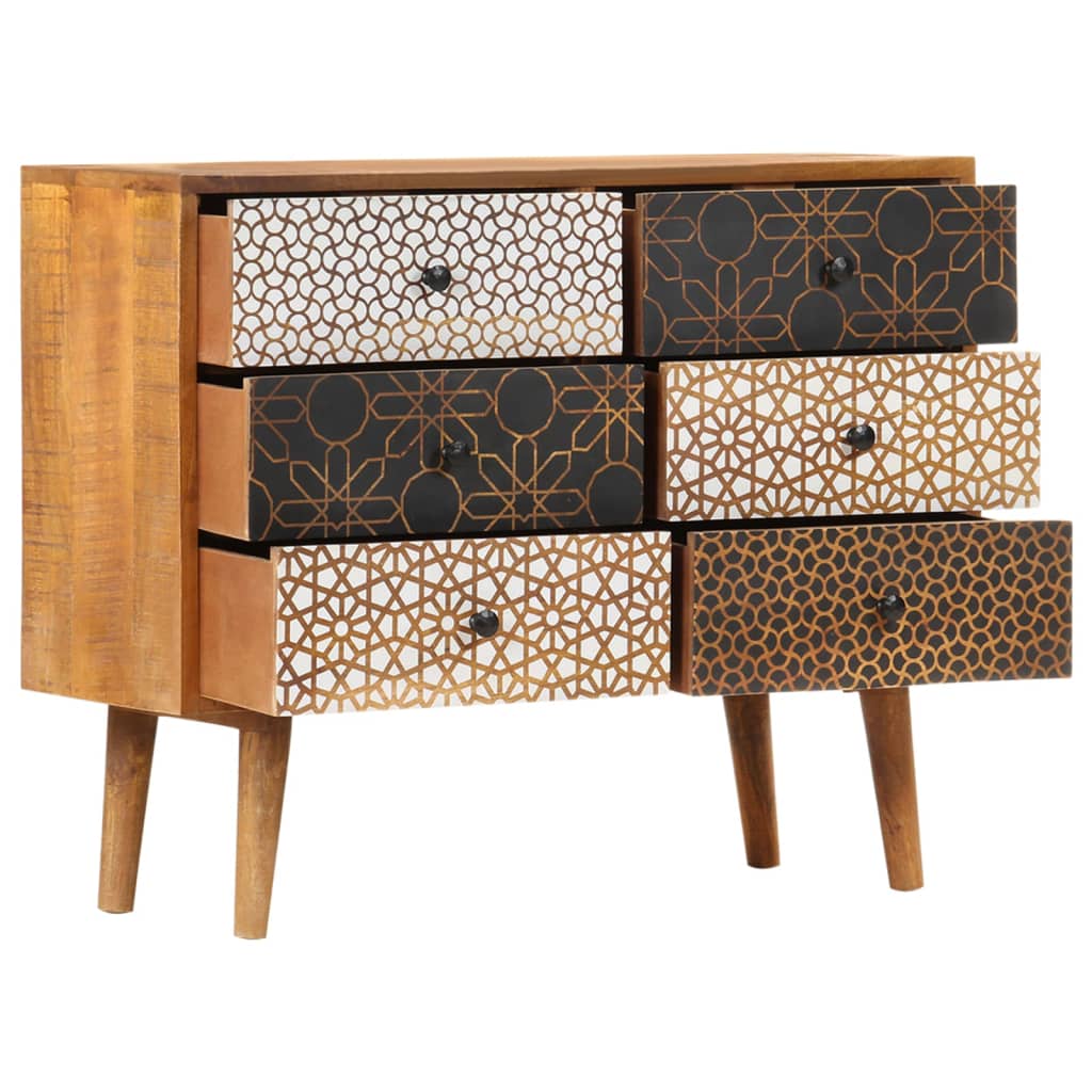 Sideboard with Printed Pattern 90x30x70 cm Solid Mango Wood- Buffets & Sideboards - HomeShopIreland - Home Shop Ireland - Buffets & Sideboards - Sideboard with Printed Pattern 90x30x70 cm Solid Mango Wood