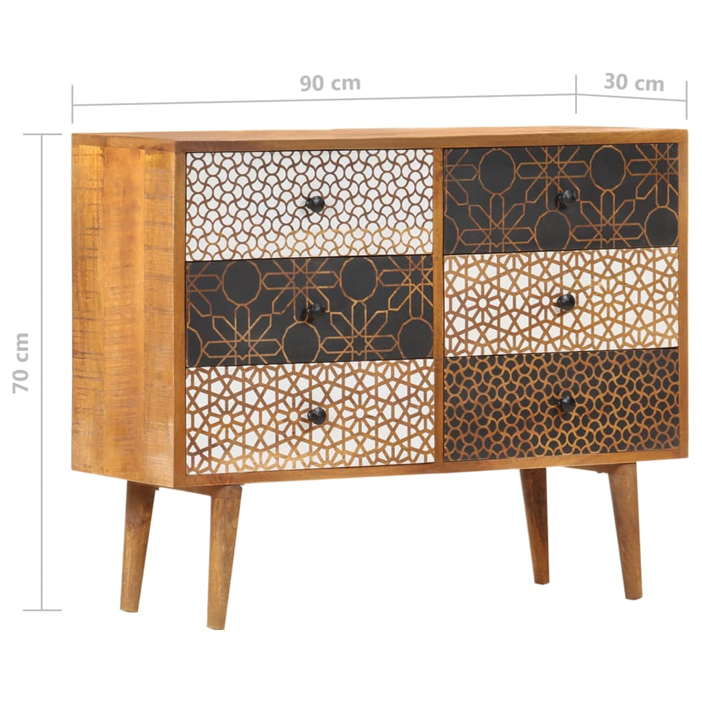 Sideboard with Printed Pattern 90x30x70 cm Solid Mango Wood- Buffets & Sideboards - HomeShopIreland - Home Shop Ireland - Buffets & Sideboards - Sideboard with Printed Pattern 90x30x70 cm Solid Mango Wood